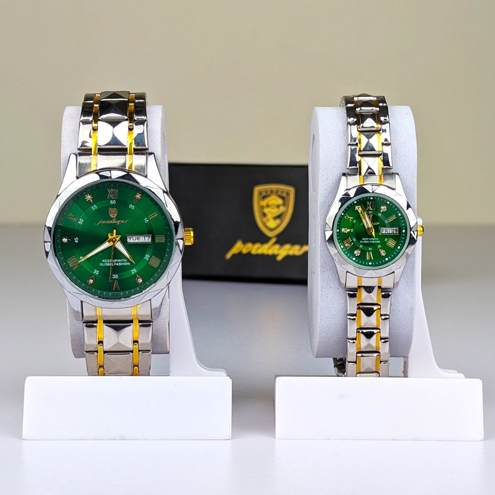 Poedagar Luxury Couple Watch (Water Resistant) 12406
